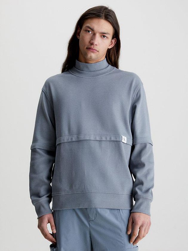 Calvin Klein USA Relaxed Material Mix Mens Sweatshirt Grey 9320647-DQ